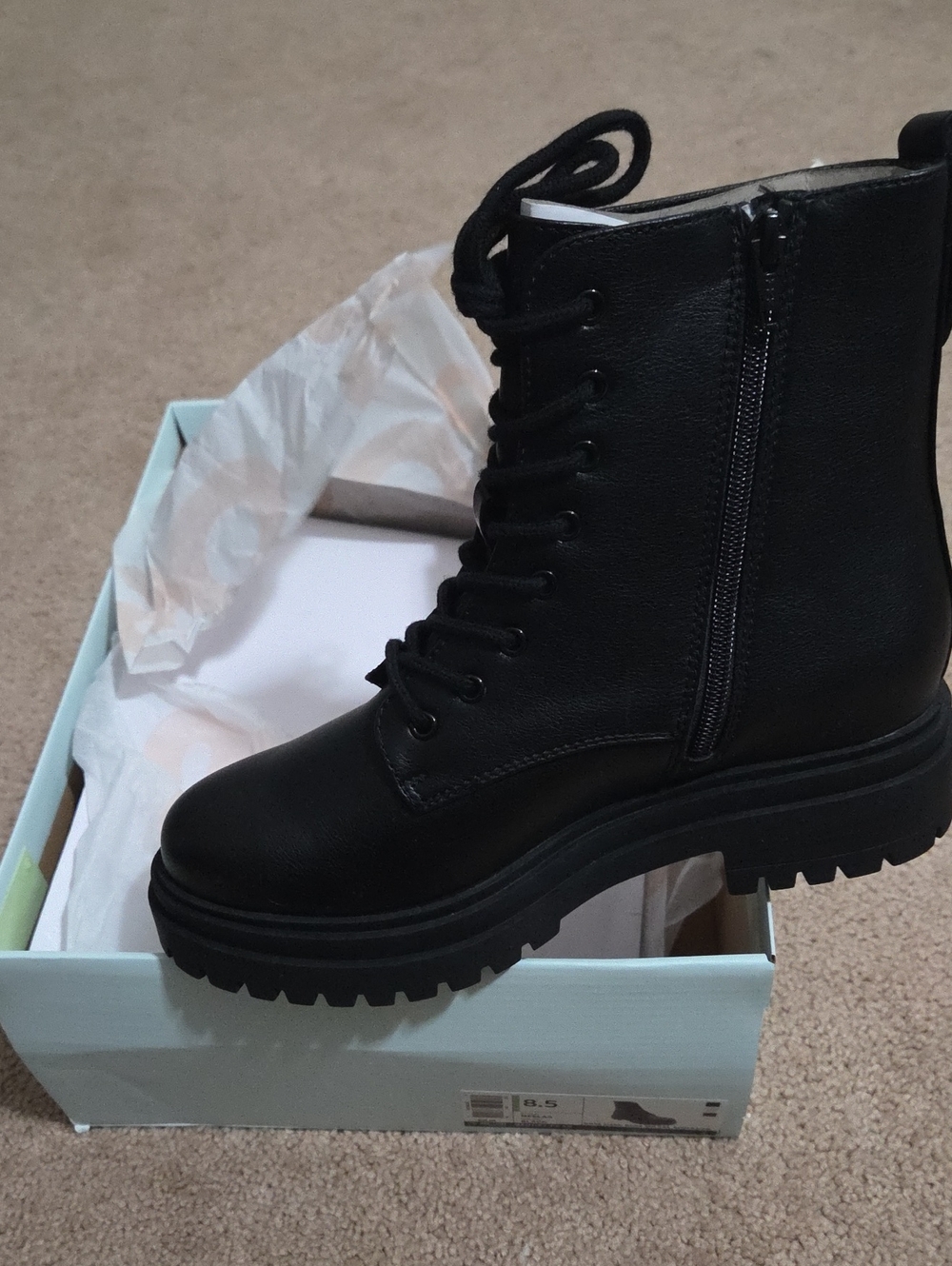 SO Women’s Black Lace-Up Platform Combat Boots